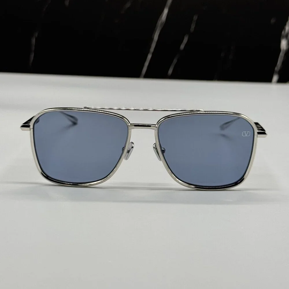 NEW VALENTINO VLS-168B SILVER BLUE UNISEX SUNGLASSES - Picture 2 of 9